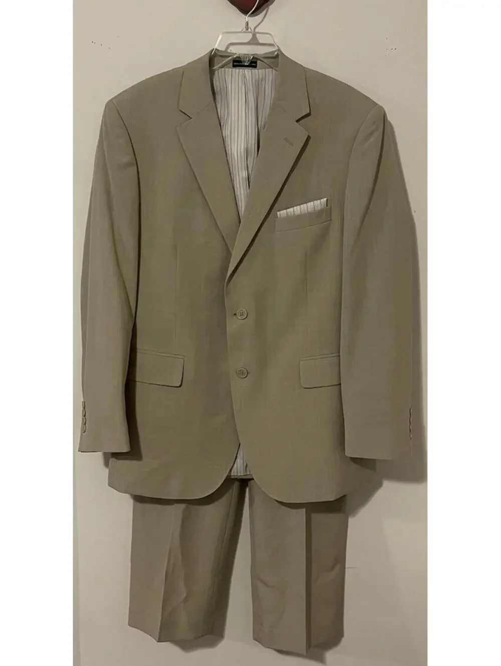 Stafford Mens 42R Beige Blazer Suit Jacket & 36x29 Classic-Fit Dress Pants AZZ10